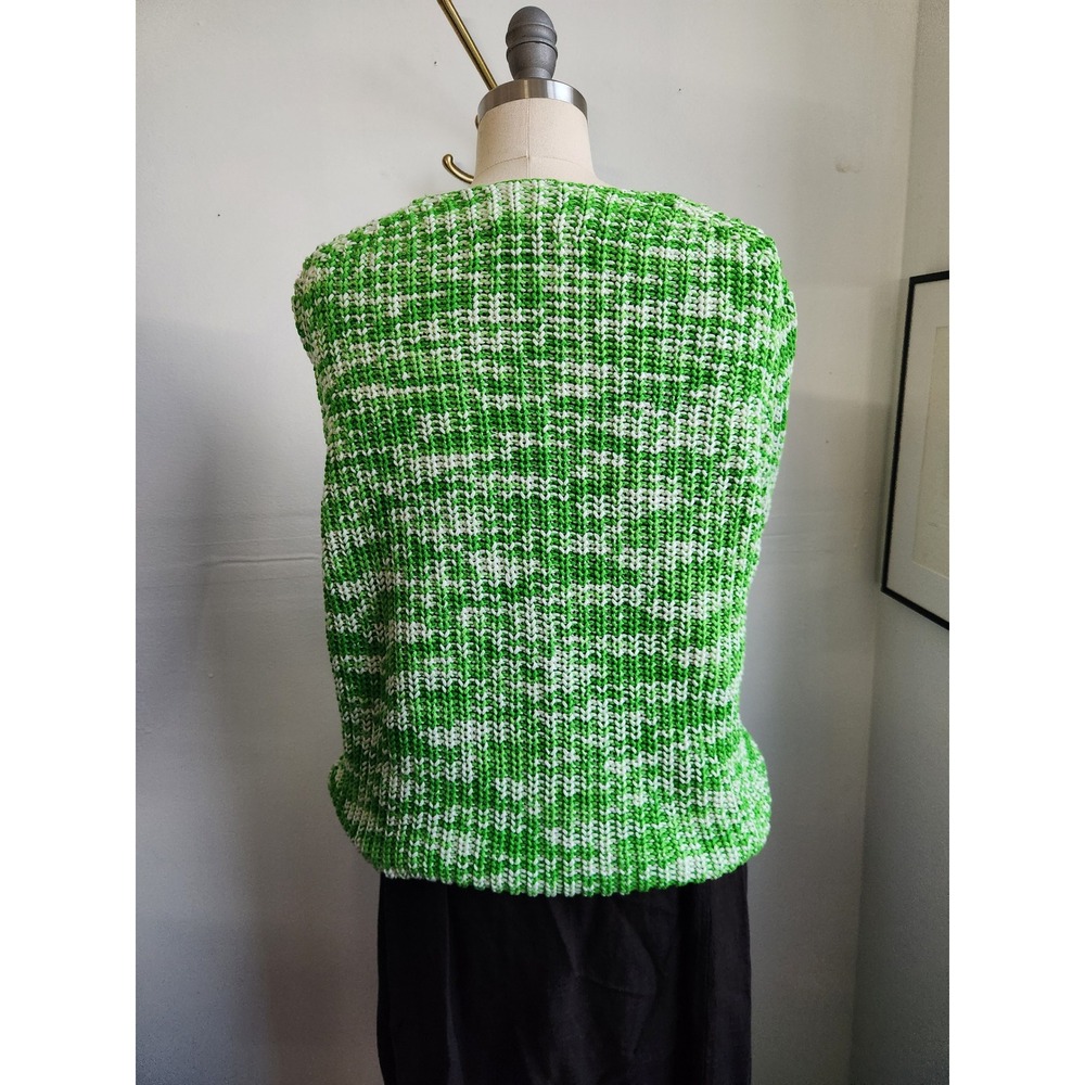 Belong by Celine Green White Marled Chunky Knit Crewneck Sweater Womens S - Picture 7 of 11